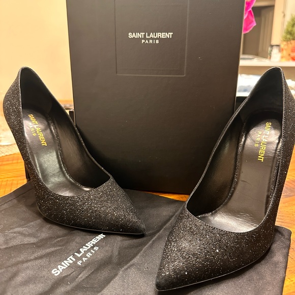Saint Laurent Shoes - Saint Laurent Pointed Glitter Pumps